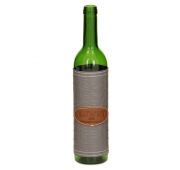 Бутылка винная бордо 0,7 л. зеленое стекло + чехол Серый кожа/экокожа (без пробки)
