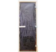 Дверь банная стеклянная 1900*680 8мм п/струй «Очаг» ЛЕВАЯ, осина