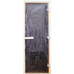 Дверь банная стеклянная 1800*680 п/струй «Очаг» ПРАВАЯ, осина, 8мм