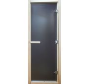 Дверь банная стеклянная 1900*680 8мм, ГРАФИТ, осина