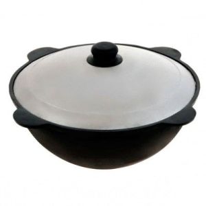 Узбекский чугунный казан  6 л. плоское дно с крышкой